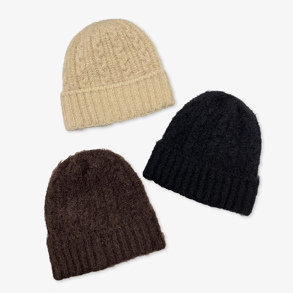 yoli モヘアニットキャップ　ブラック yoli モヘアニットキャップ 黒